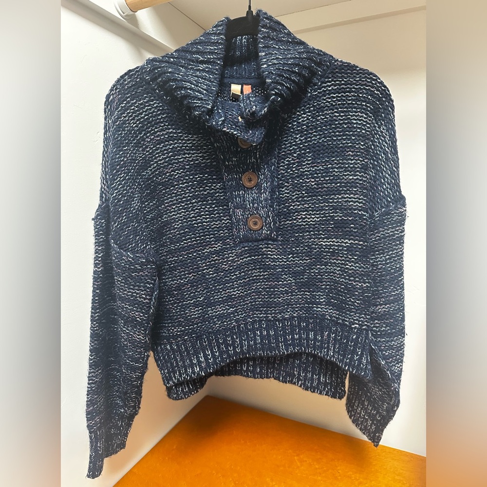 Pilcro Navy Blue Cowl Neck Sweater